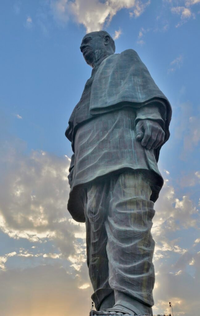 Statue of Unity under cloudy sky, Narmada, Gujarat