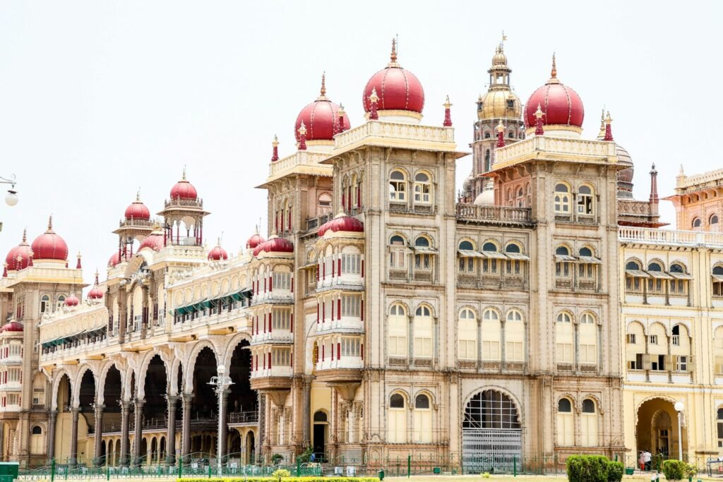 Mysore Palace with red domes