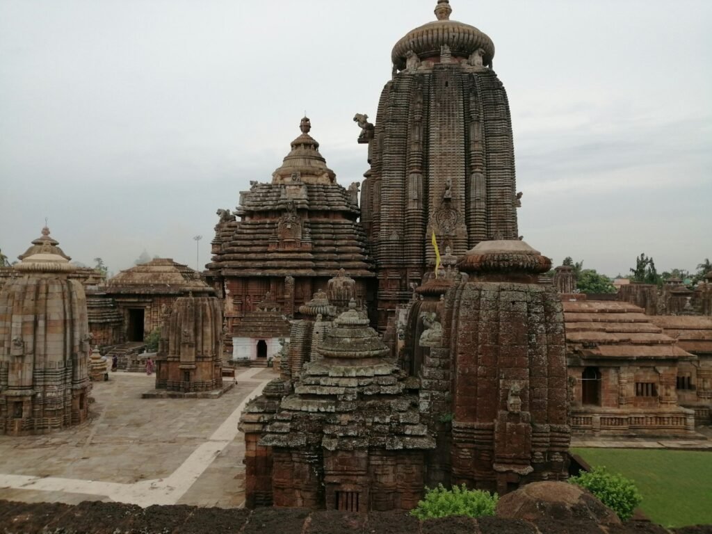 Brown concrete temple architecture, Bhubaneswar, Odisha