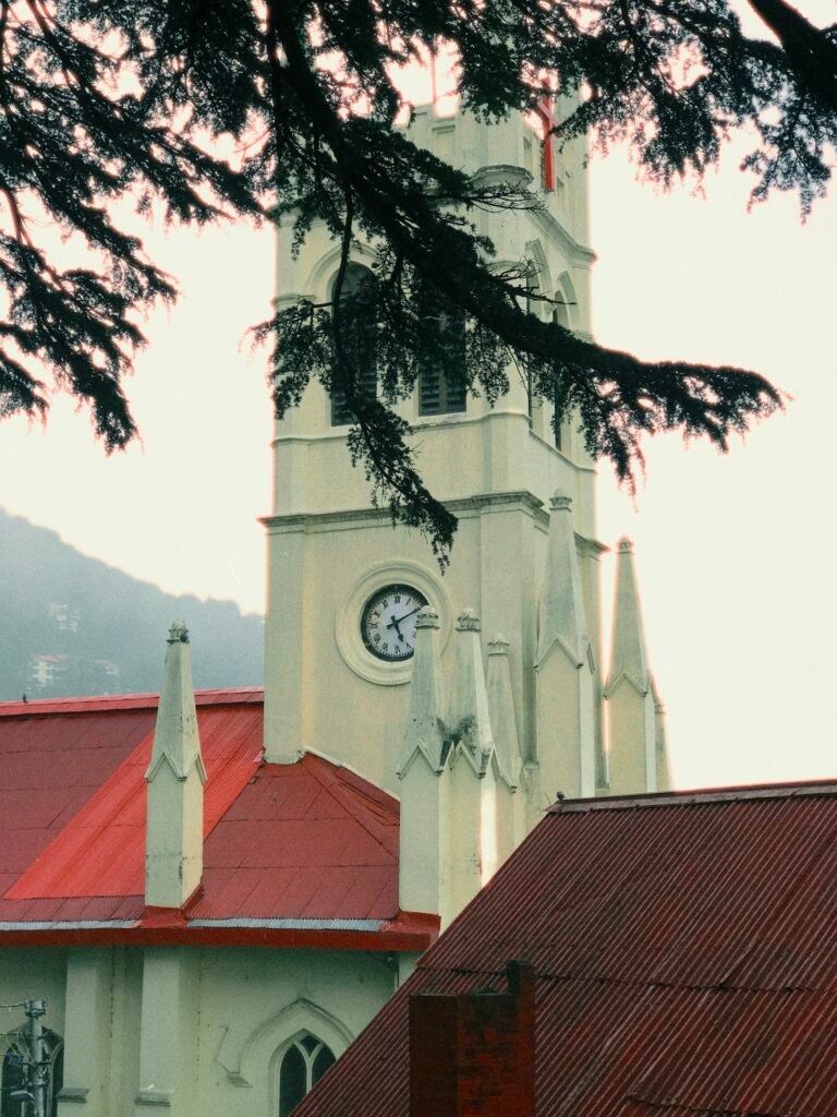 Christ Church with clock tower, Mall Road, Shimla