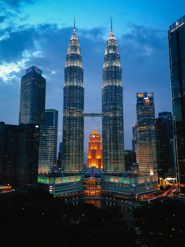 Petronas Twin Towers illuminated, Kuala Lumpur
