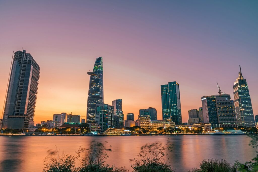 City skyline at night, Ho Chi Minh City, Vietnam