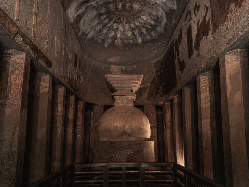 Ajanta Caves stupa hall interior, Maharashtra