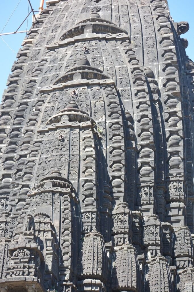 Carved stone temple tower, Maharashtra