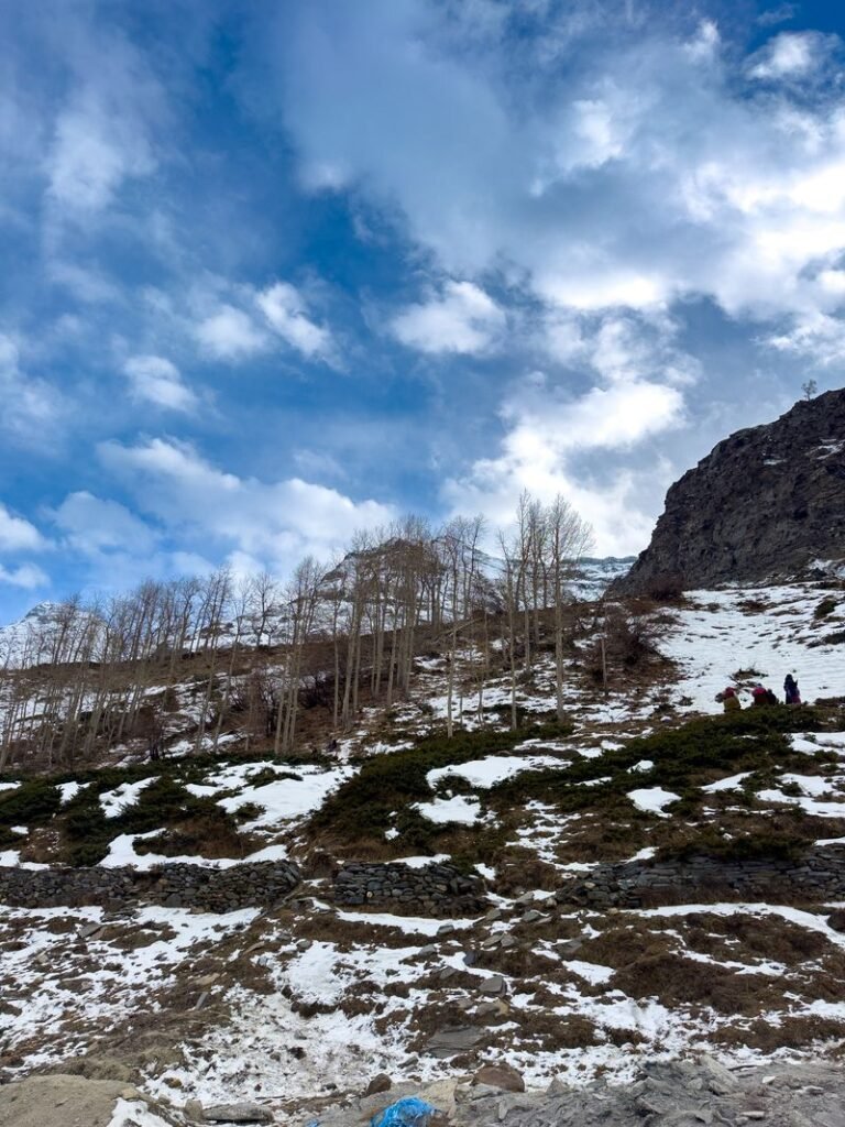 Snow-covered hillside near Manali